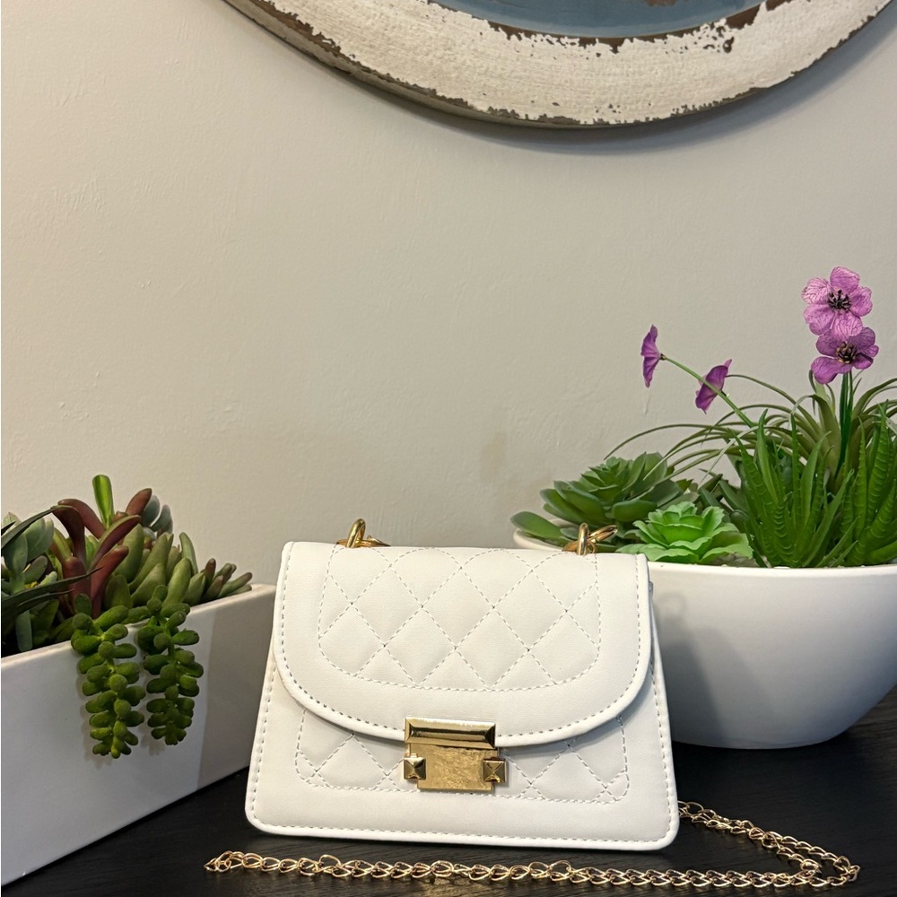 Elegant White Quilted Chain Bag